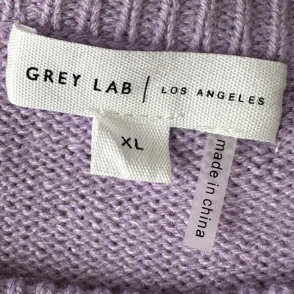 GREY LAB Smiley Face Pullover Sweater Novelty Retro 70s Lavender Size XL - Picture 13 of 16